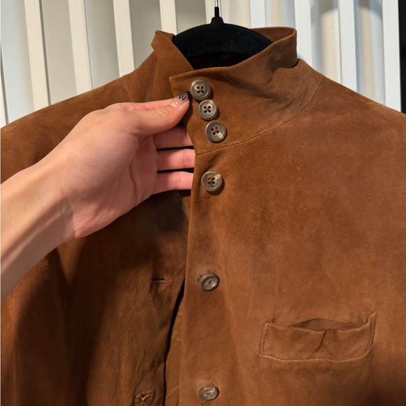 Ralph Lauren purple label Vintage Lambs Suede Brown Buttoned Jacket - Picture 2 of 4